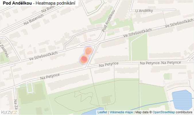 Mapa Pod Andělkou - Firmy v ulici.