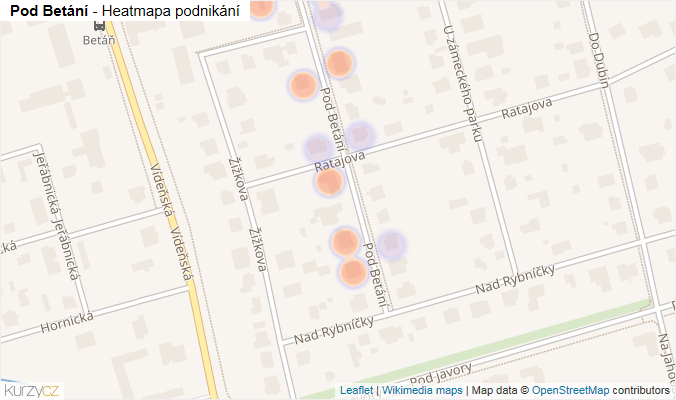 Mapa Pod Betání - Firmy v ulici.