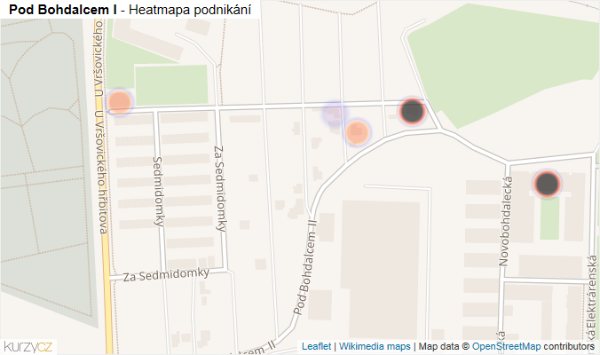 Mapa Pod Bohdalcem I - Firmy v ulici.