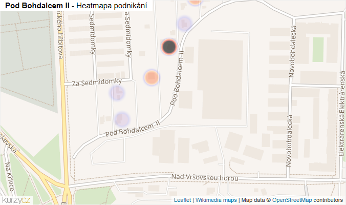Mapa Pod Bohdalcem II - Firmy v ulici.