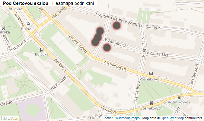 Mapa Pod Čertovou skalou - Firmy v ulici.