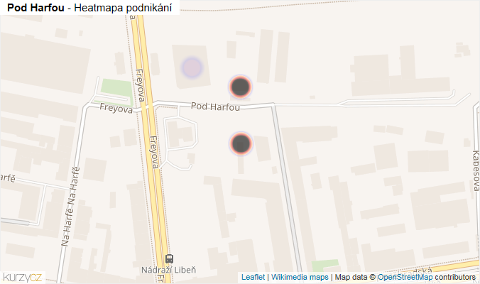 Mapa Pod Harfou - Firmy v ulici.