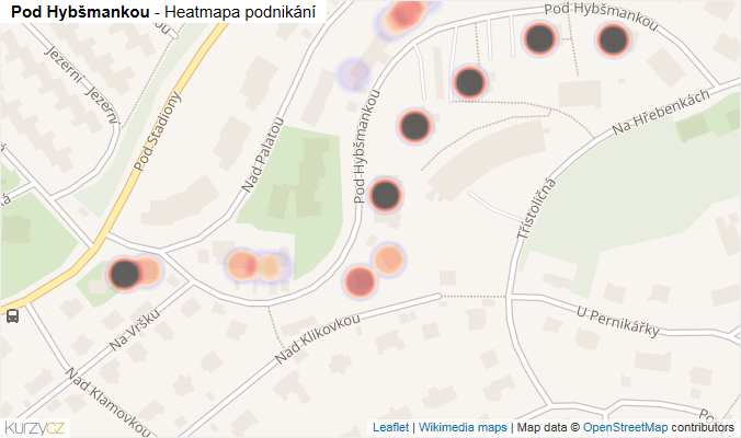 Mapa Pod Hybšmankou - Firmy v ulici.