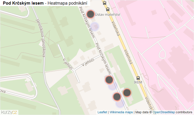Mapa Pod Krčským lesem - Firmy v ulici.