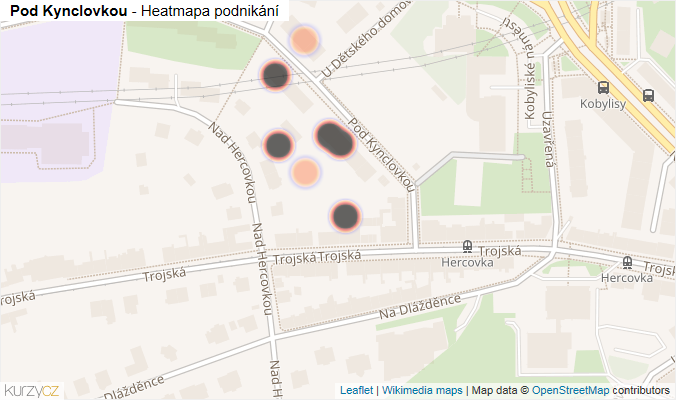 Mapa Pod Kynclovkou - Firmy v ulici.