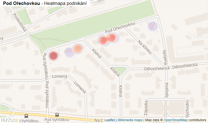 Mapa Pod Ořechovkou - Firmy v ulici.