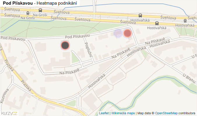 Mapa Pod Plískavou - Firmy v ulici.