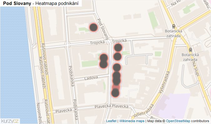 Mapa Pod Slovany - Firmy v ulici.