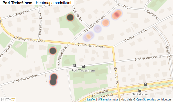 Mapa Pod Třebešínem - Firmy v ulici.