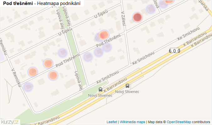 Mapa Pod třešněmi - Firmy v ulici.