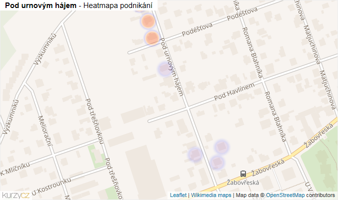 Mapa Pod urnovým hájem - Firmy v ulici.