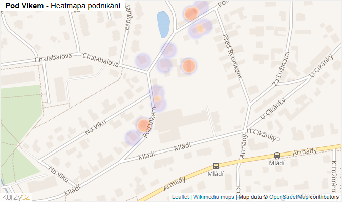 Mapa Pod Vlkem - Firmy v ulici.