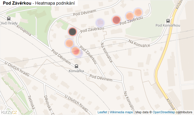 Mapa Pod Závěrkou - Firmy v ulici.