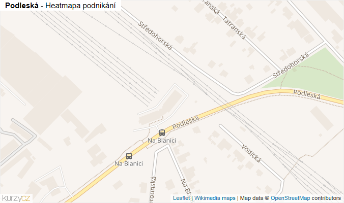 Mapa Podleská - Firmy v ulici.