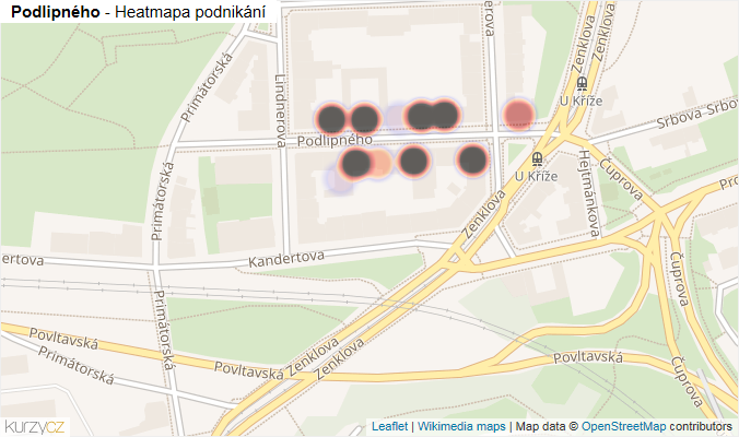 Mapa Podlipného - Firmy v ulici.
