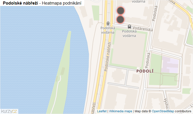Mapa Podolské nábřeží - Firmy v ulici.