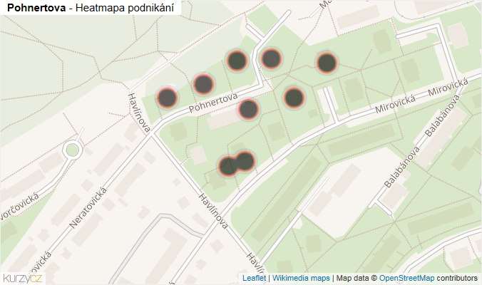 Mapa Pohnertova - Firmy v ulici.