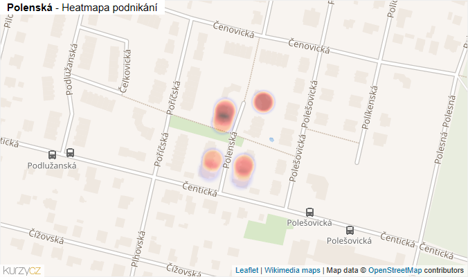 Mapa Polenská - Firmy v ulici.