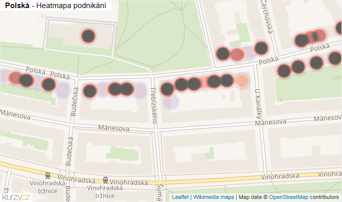 Mapa Polská - Firmy v ulici.