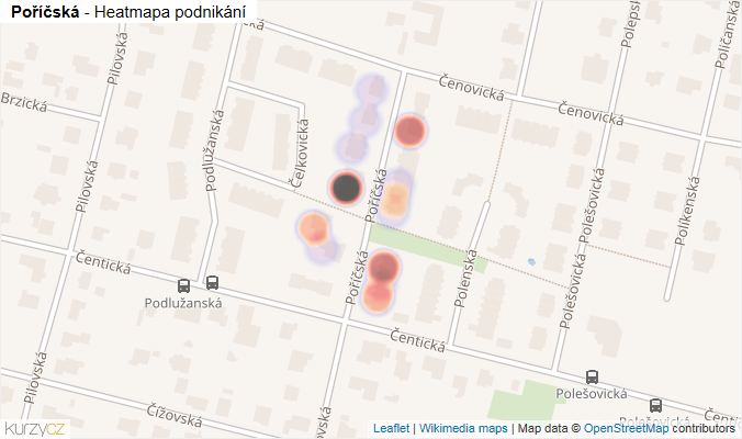 Mapa Poříčská - Firmy v ulici.