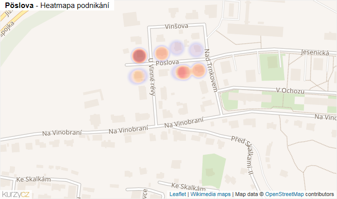 Mapa Pöslova - Firmy v ulici.