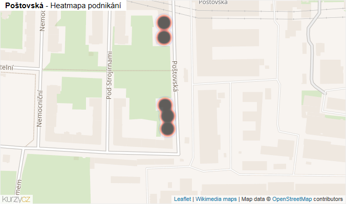 Mapa Poštovská - Firmy v ulici.