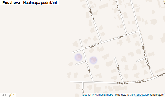 Mapa Pouchova - Firmy v ulici.