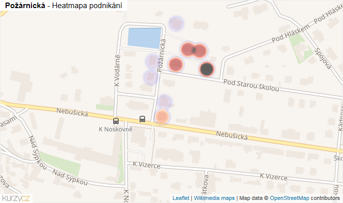 Mapa Požárnická - Firmy v ulici.