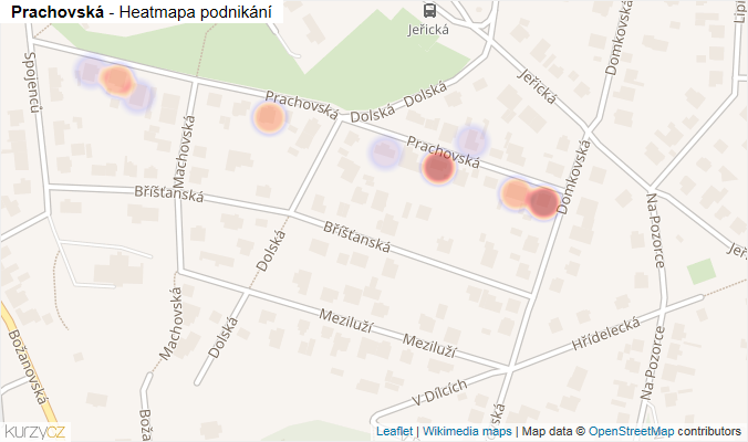 Mapa Prachovská - Firmy v ulici.