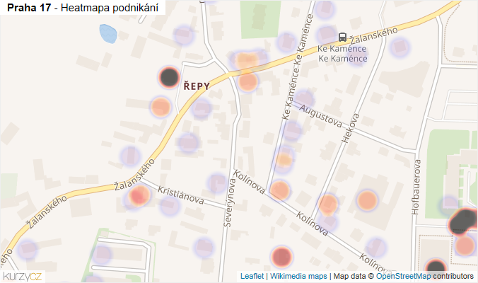 Mapa Praha 17 - Firmy v městské části.