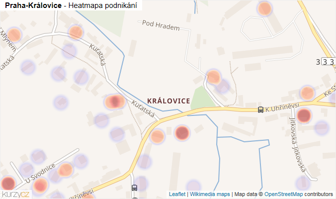 Mapa Praha-Královice - Firmy v městské části.