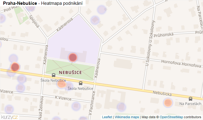 Mapa Praha-Nebušice - Firmy v městské části.