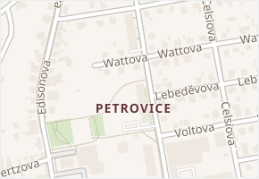 Praha-Petrovice v obci Praha - mapa městské části