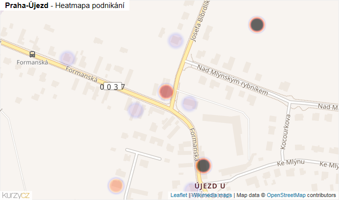 Mapa Praha-Újezd - Firmy v městské části.