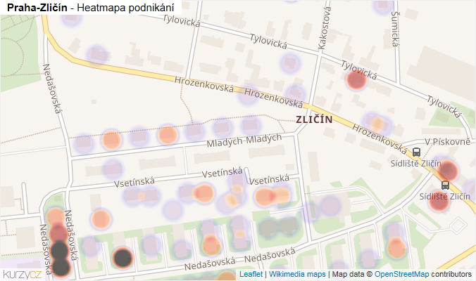 Mapa Praha-Zličín - Firmy v městské části.