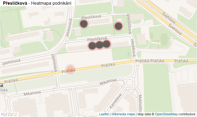 Mapa Přesličková - Firmy v ulici.