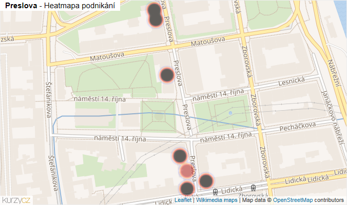 Mapa Preslova - Firmy v ulici.