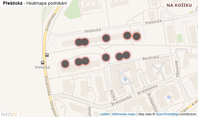 Mapa Přeštická - Firmy v ulici.