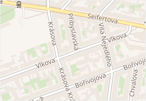Přibyslavská v obci Praha - mapa ulice