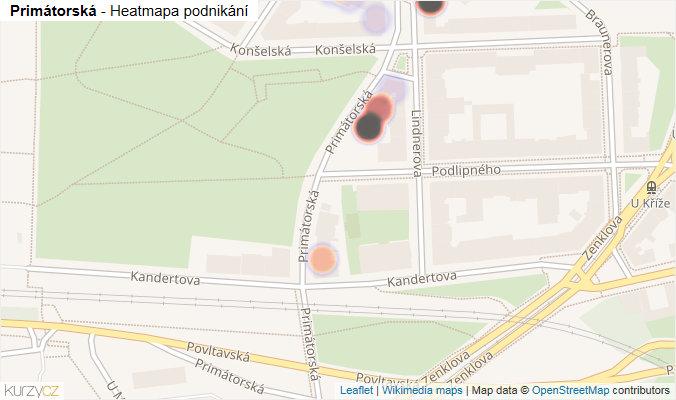 Mapa Primátorská - Firmy v ulici.