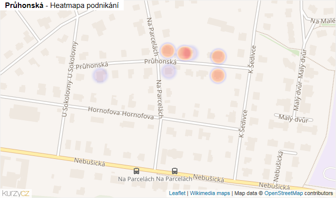 Mapa Průhonská - Firmy v ulici.