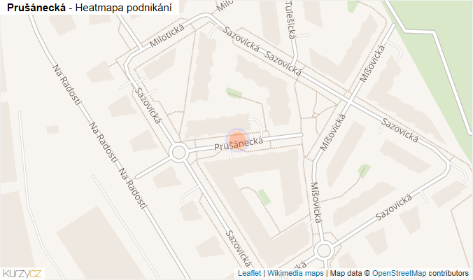 Mapa Prušánecká - Firmy v ulici.