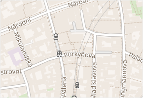 Purkyňova v obci Praha - mapa ulice