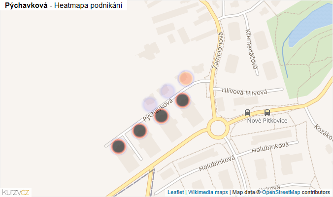 Mapa Pýchavková - Firmy v ulici.