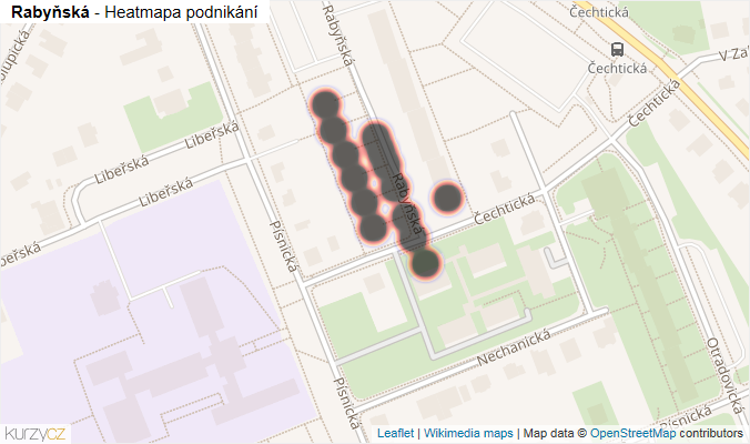 Mapa Rabyňská - Firmy v ulici.