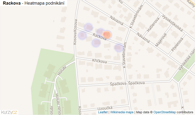 Mapa Rackova - Firmy v ulici.