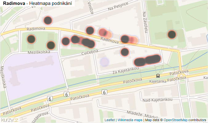 Mapa Radimova - Firmy v ulici.