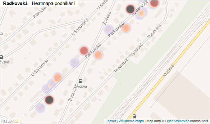 Mapa Radkovská - Firmy v ulici.
