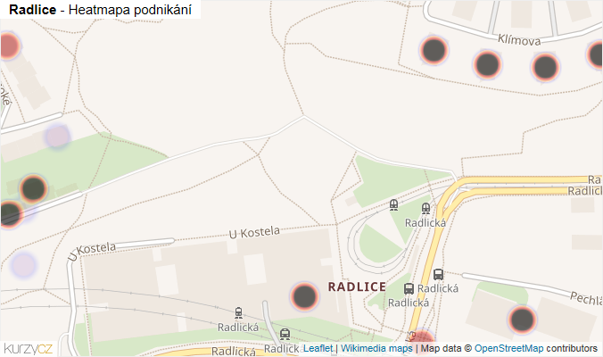 Mapa Radlice - Firmy v části obce.