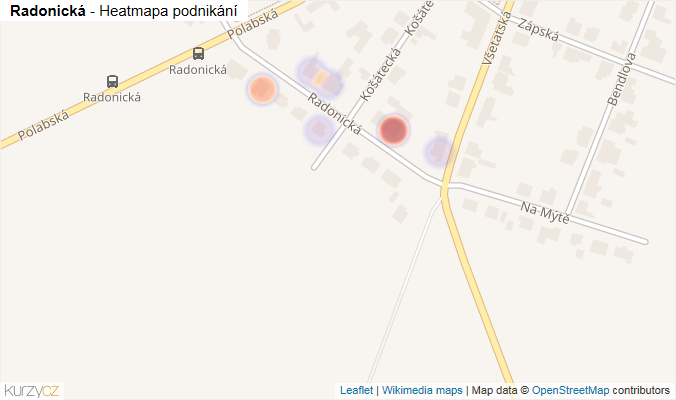 Mapa Radonická - Firmy v ulici.